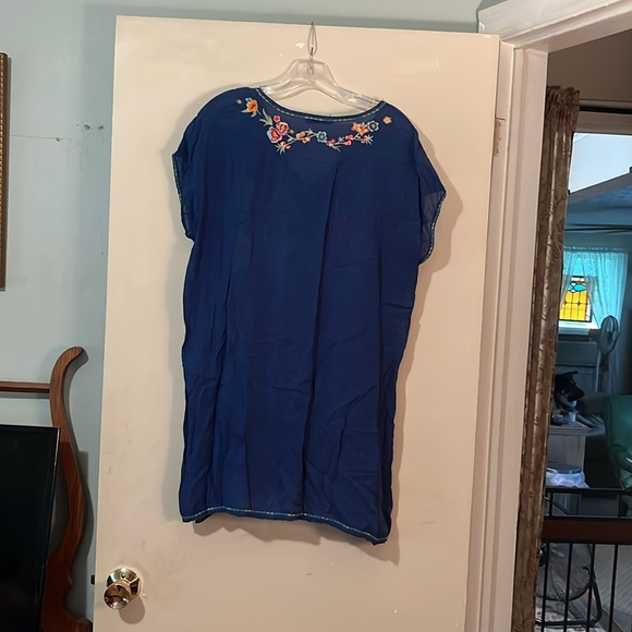 Johnny Was Navy Floral Embroidered Blouse - Picture 8 of 8